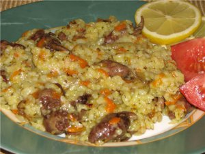 плов с куриными сердечками